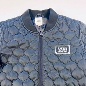 Vans Quilted Bomber Jacket Black Casual Zip Up Women's Size Small Grunge Punk